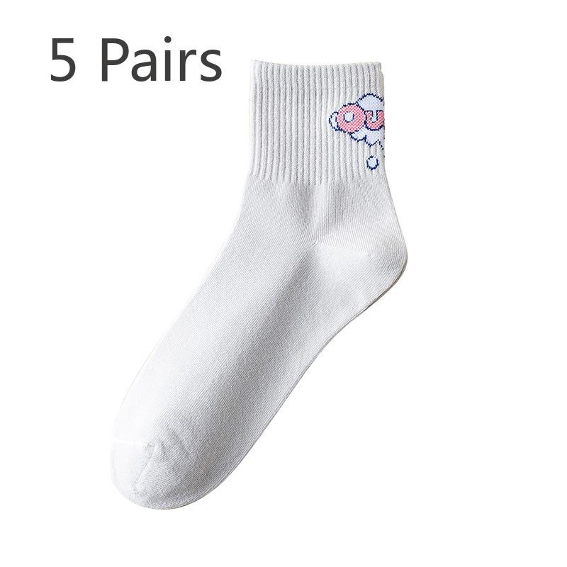 5 Pairs of Women's Spring and Summer Thin Cotton Breathable Sports Deodorant Perspiration Socks