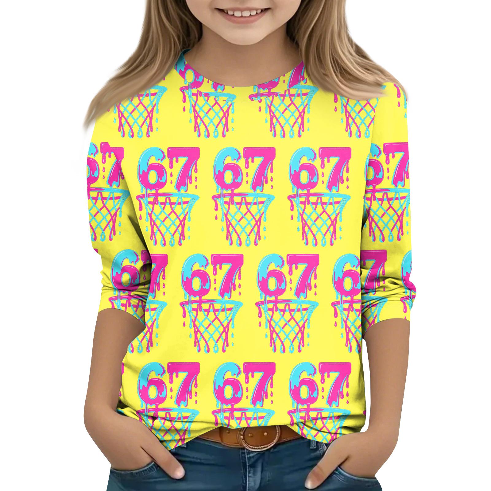 

Дитяча футболка з рукавом 3/4, повсякденна футболка з круглим вирізом, пуловер, блузка 160 жовтий