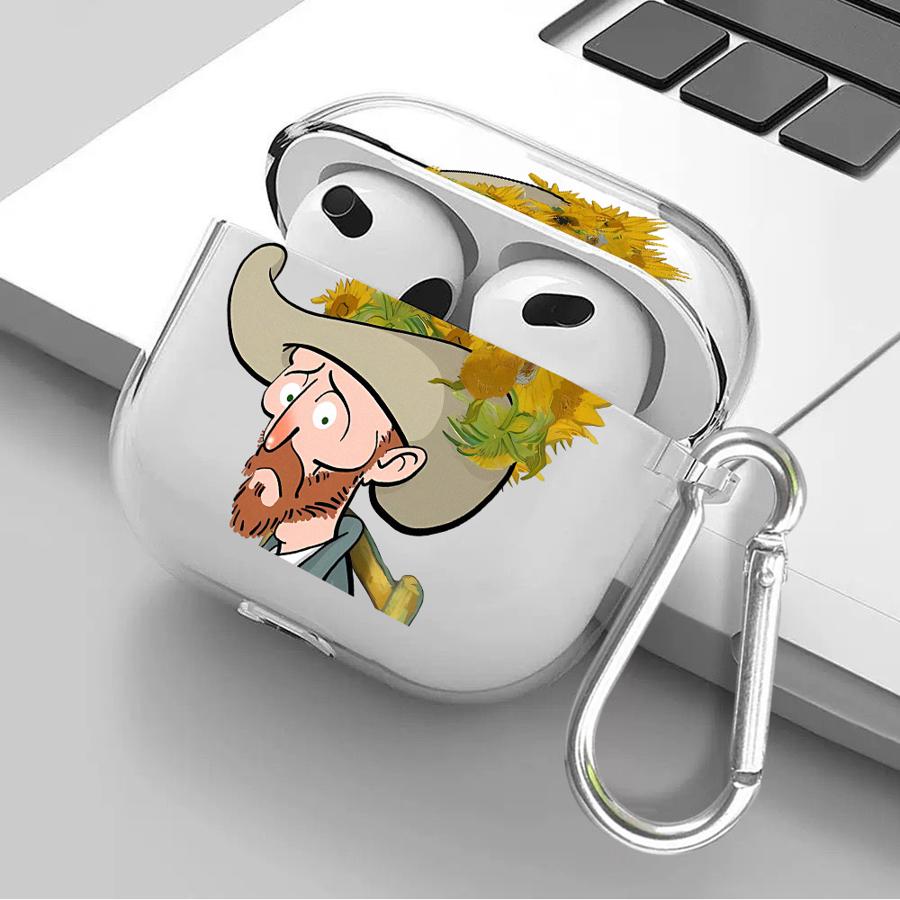 Clear Earphone Cases Cover Case For Airpods 3 4 Pro3 Pro2 Pro 1 2 Van Gogh Creative Design