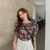 Women's Summer Seaside Holiday Off-shoulder Flower Color Shirts Female Large Size Loose Two Ways To Wear T-shirt Top