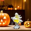 LED Witch Lantern Ornament Halloween Faceless Ghost Sculpture Holding Lantern Vintage Resin Witch Statue for Yard Patio Lawn Decor
