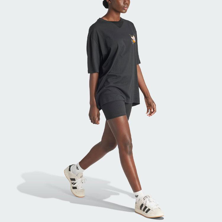 adidas Originals Tape Short Tights Color Block Ribbed Knit Sports Shorts Women Shorts Black IS2364