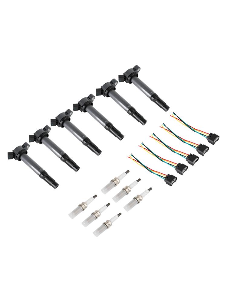 6 Ignition Coils+Connectors+Spark Plug UF487 90919-02251 For Toyota Sienna 3.5L