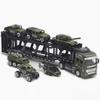 1 Set Pull Back Toy Realistic Creative Model Military Tank Transporter Vehicle