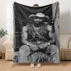 1pc 2PacHip Hop Blanket Soft Lightweight All Season Multi Purpose Throw for Sofa, Bed, Office & Picnics, French Style with Iconic Album Art & Quotes