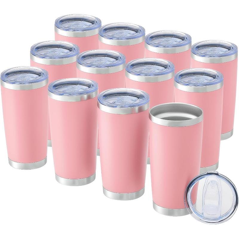 Tumbler da 20oz all'ingrosso, Set di 12 tumbler in acciaio inossidabile con coperchio e cannuccia, Tazza a doppia parete isolata sottovuoto per incisore laser