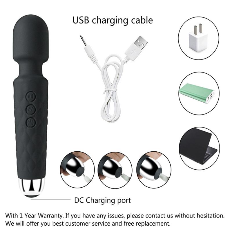 Women's 20-frequency Rechargeable Silicone Vibrating Av Stick Female Sex Toys Flirting and Masturbating Equipment