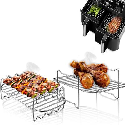 Grătar de copt pentru friteuză cu aer, Suport din oțel inoxidabil pentru friteuză cu aer, Grătar pentru grătar, Grătar pentru friteuză cu aer Compatibil cu friteuza cu aer Ninja cu sertare duble