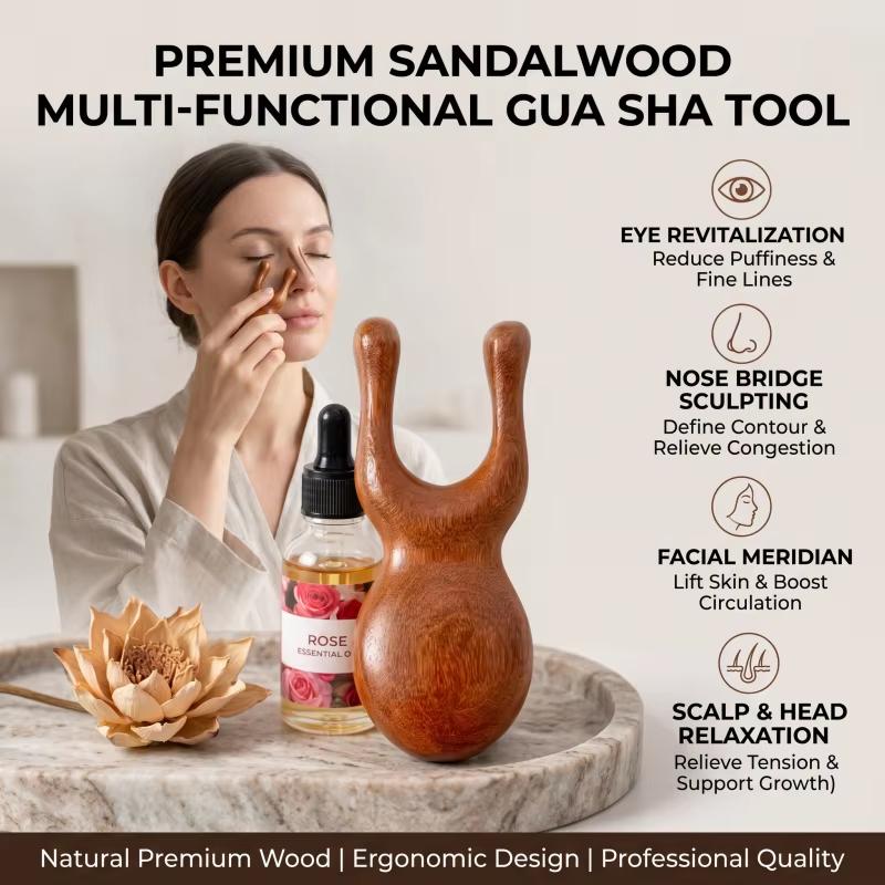 1/2Pcs Wooden Nose Gua Sha Massager Facial Massage Stick Pointing Massage Sandalwood Massage Tool For Guasha Scraping