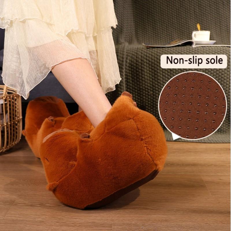 Fashion Winter Warm Home Floor Silent Soft Cotton Shoes Cute Capybara Slides Unisex Cartoon Capybara Slippers Women Plush Cute Slippers