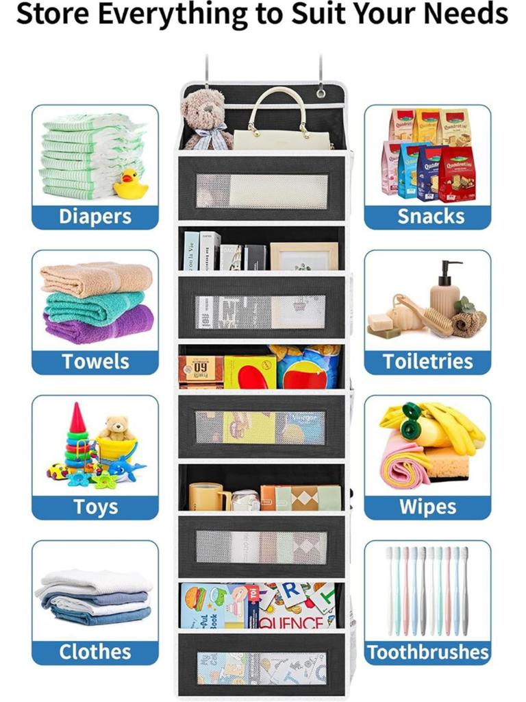 Five-Layer Non-Woven Hanging Storage Bag for Bedroom - Large Capacity Door Organizer