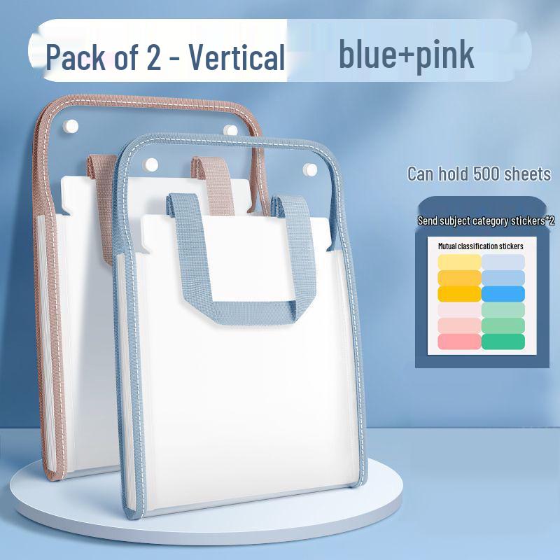 Accordion File Bag for Students: Test Paper and Subject Classification Storage Album