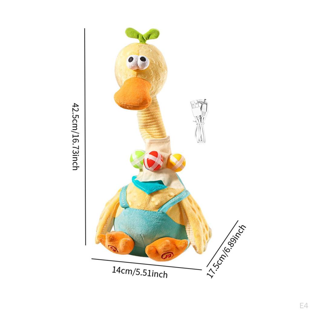 Singing Dancing Duck Toy Plush Animal Interactive for Kids 1-3 Year Old