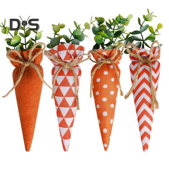 

4 шт. пасхальная игрушка из ткани морковка искусственная морковь растительное украшение деревенское чучело моркови украшение для весенних фермерских корзин декор ваза наполнитель Carrot Set