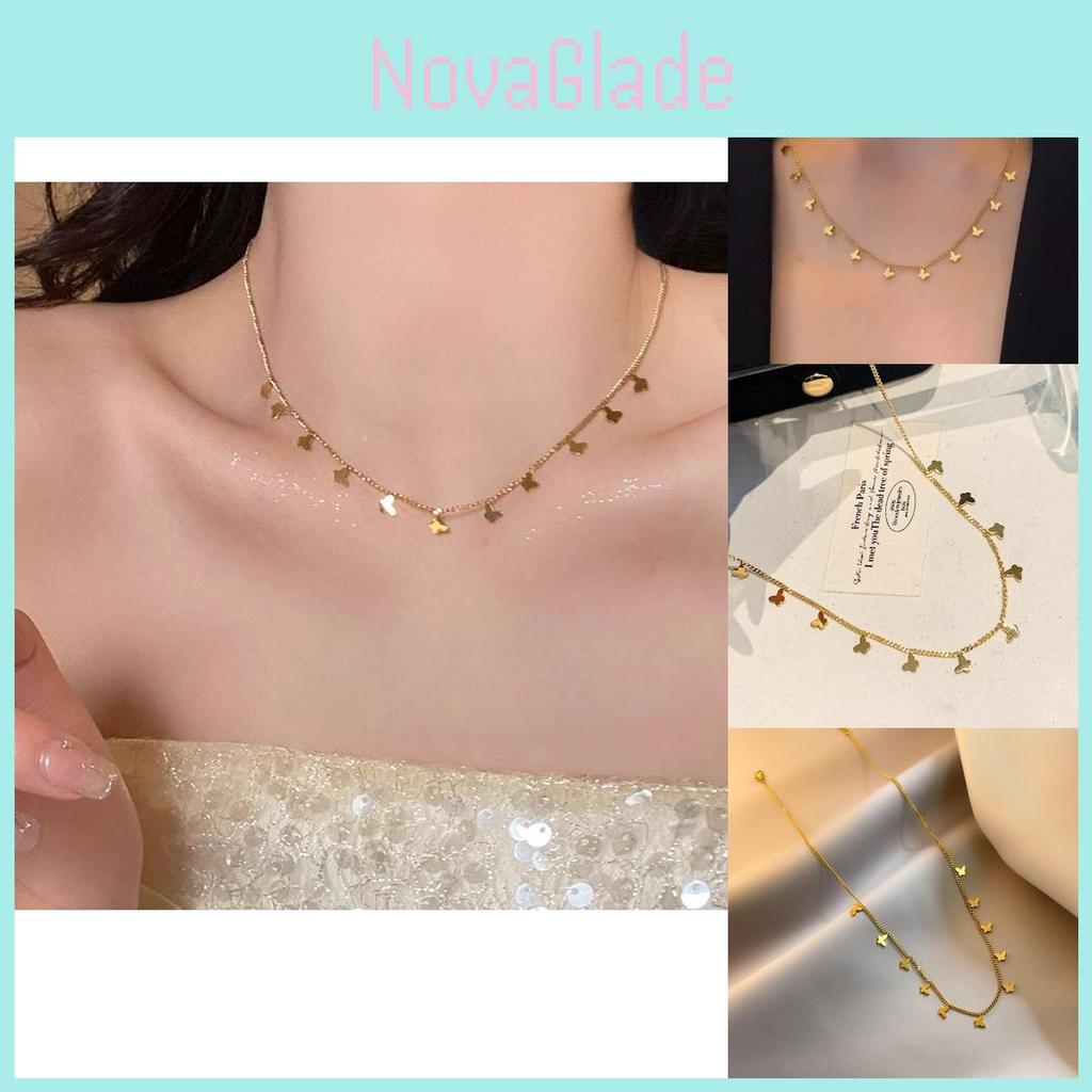 Elegant Multi Butterfly Necklace 2024 In Gold Durable Titanium Steel Design For Women