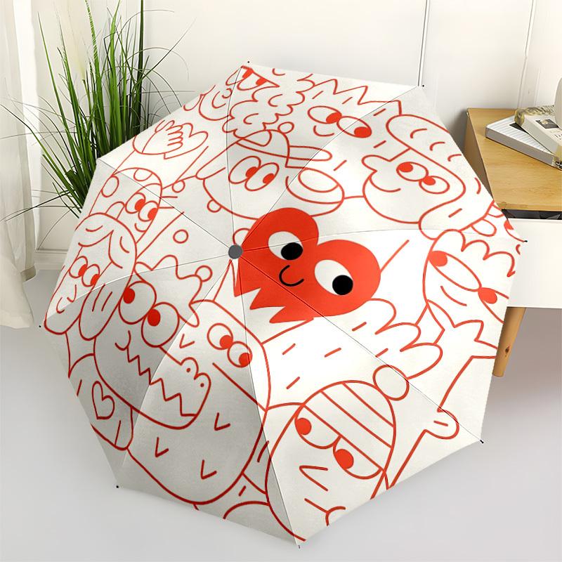 1pc Heart Characters Automatic Open/Close Umbrella Compact Folding Umbrella, All-Season Portable Umbrella for Women/Men F1124242