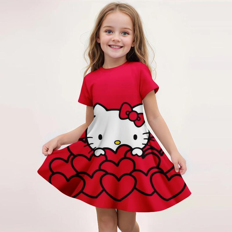 Popular Kawaii Summer Children's New Fashion Girl Dress Comfortable Home Outdoor Cartoon