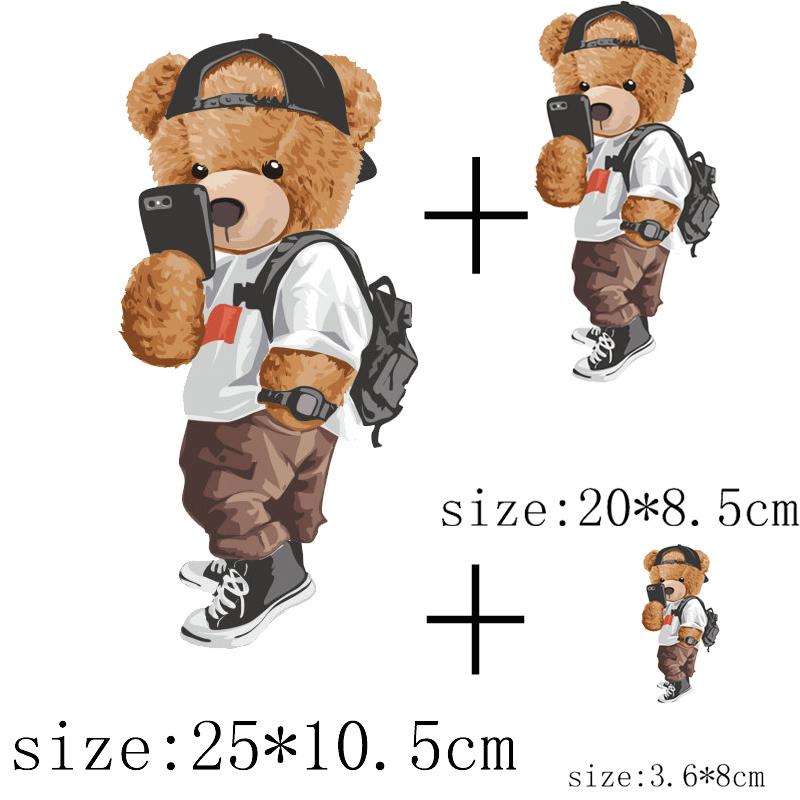 Thermo Stickers Patches On Clothes Dog Bear Stickers Iron On Transfers for Clothing Iron On Heat Transfer Patches Stripes Badges