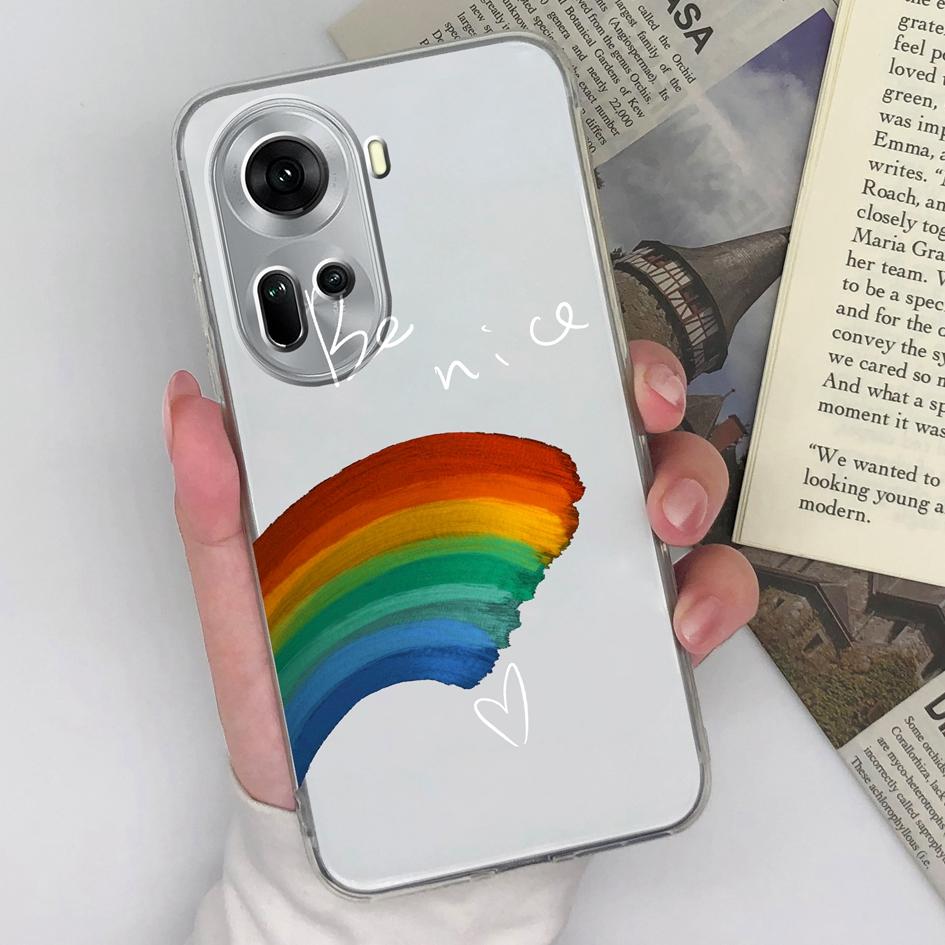 Case For OPPO Realme 12 Lite C67 A3 P1 Pro Pro+ Reno 11 Pro Find X7 Back Cover Fashion Rainbow Soft Silicone TPU Shockproof Clear Bumper Capa For OPPO