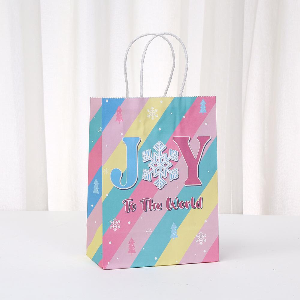 12/30pcs Pink Christmas Paper Tote Bags Thank You Gift Bags for Party Favors Retail Packaging