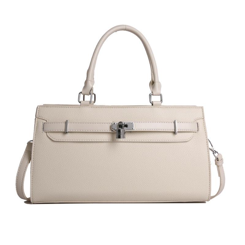 Elegant Women Soft Handbag Internal Solid Color Design And Lock Decoration