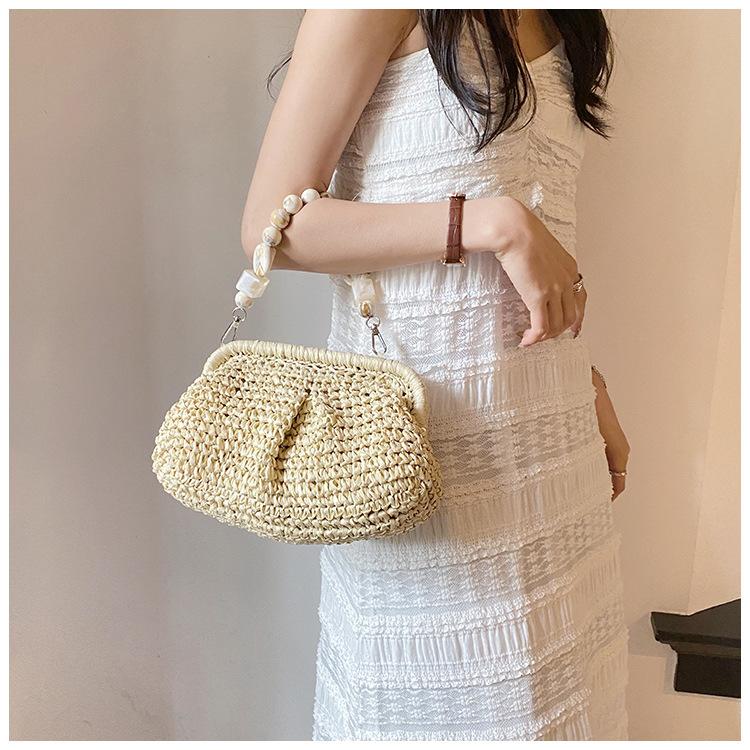 2025 Summer New Straw Weaving Crossbody Bag Fashionable and Casual Shell Bag Women's Shoulder Bag with Excellent Texture