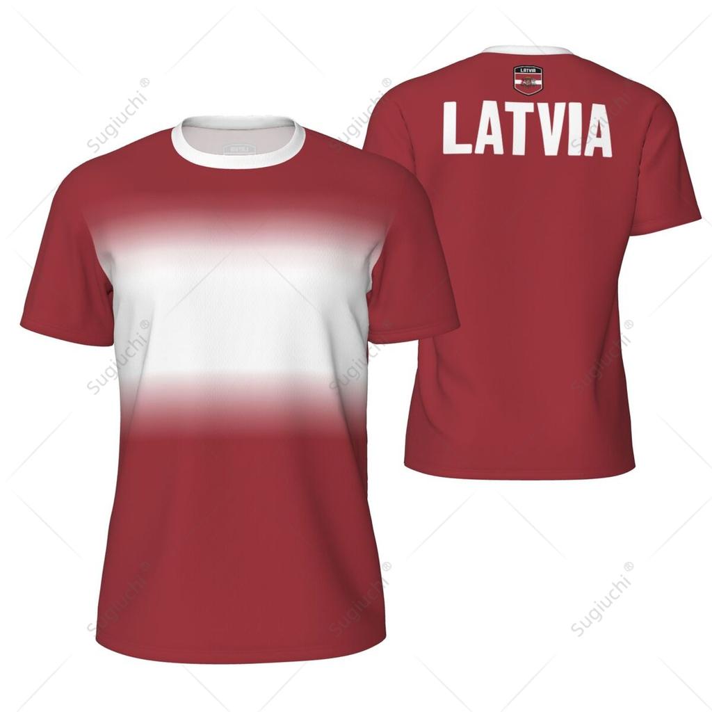 Sports Mesh T-shirt Latvia Flag For Running Bike Soccer Tennis Football Fitness Tees 3D Printed Custom