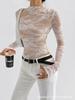 Trendy European & American Style Slim-Fit Lace Patchwork Long-Sleeve Jumpsuit