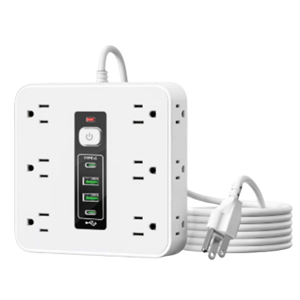 Multi-function Power Strip With Surge, Featuring 12 AC Outlets, 2 USB-C Ports, And 2 USB-A Ports. Includes A 6.6-foot