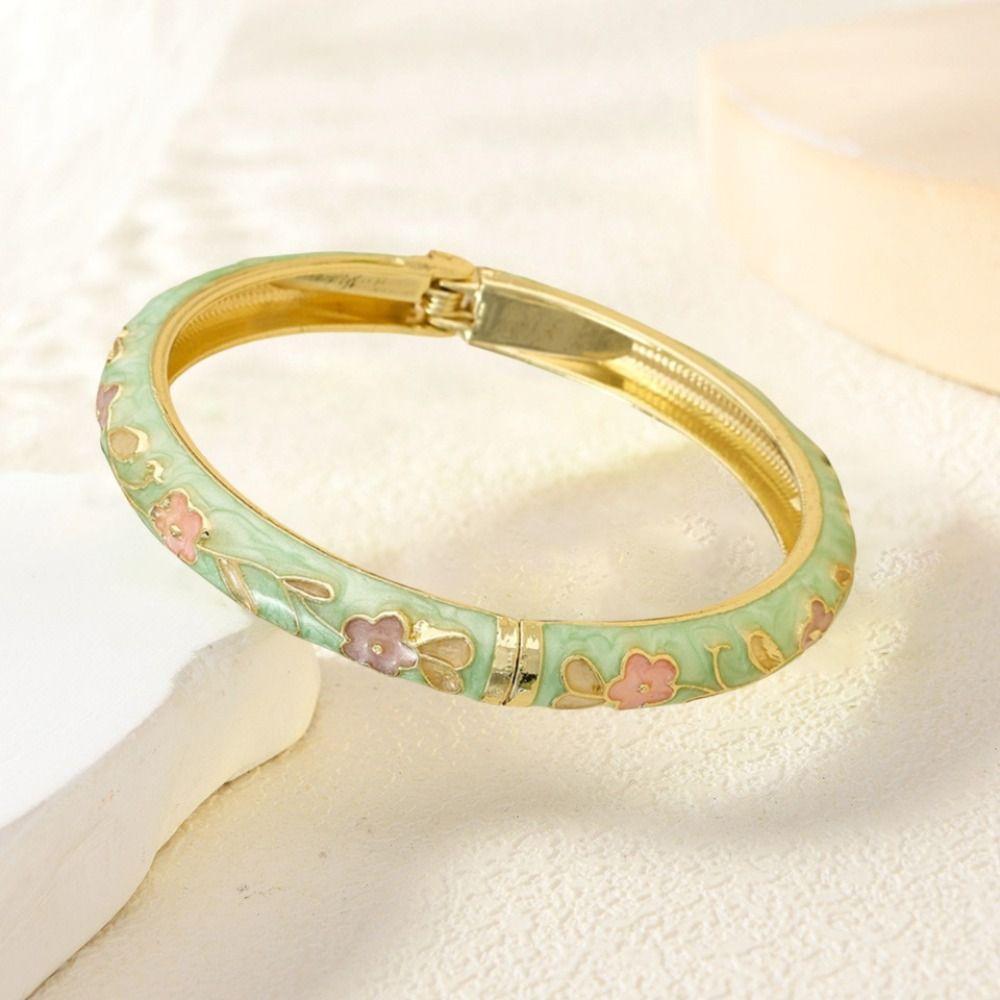 Blumenmuster Blüte Emaille Armband Zink Zink Zinklegierung Vintage Armband Mode Cloisonne Armband Mädchen