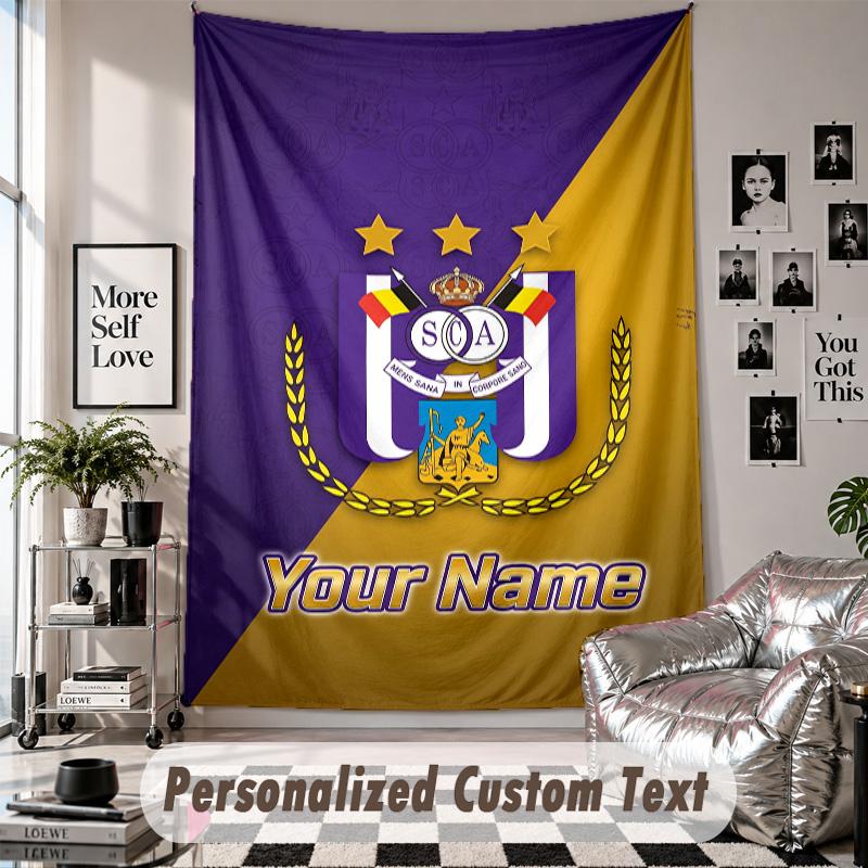 Custom Tapestry Wall Hanging, Anderlecht FC Personalized Name Text Home Wall Decor