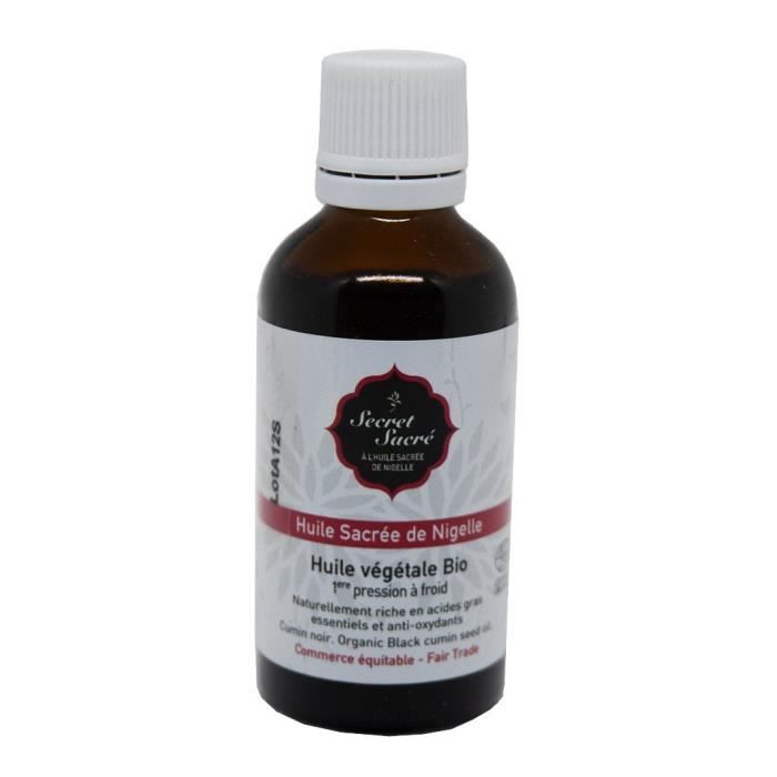 SECRET SACRÉ Huile de Nigelle Bio Qualité Premium Huile végétale 1ère pression à froid 50 ml