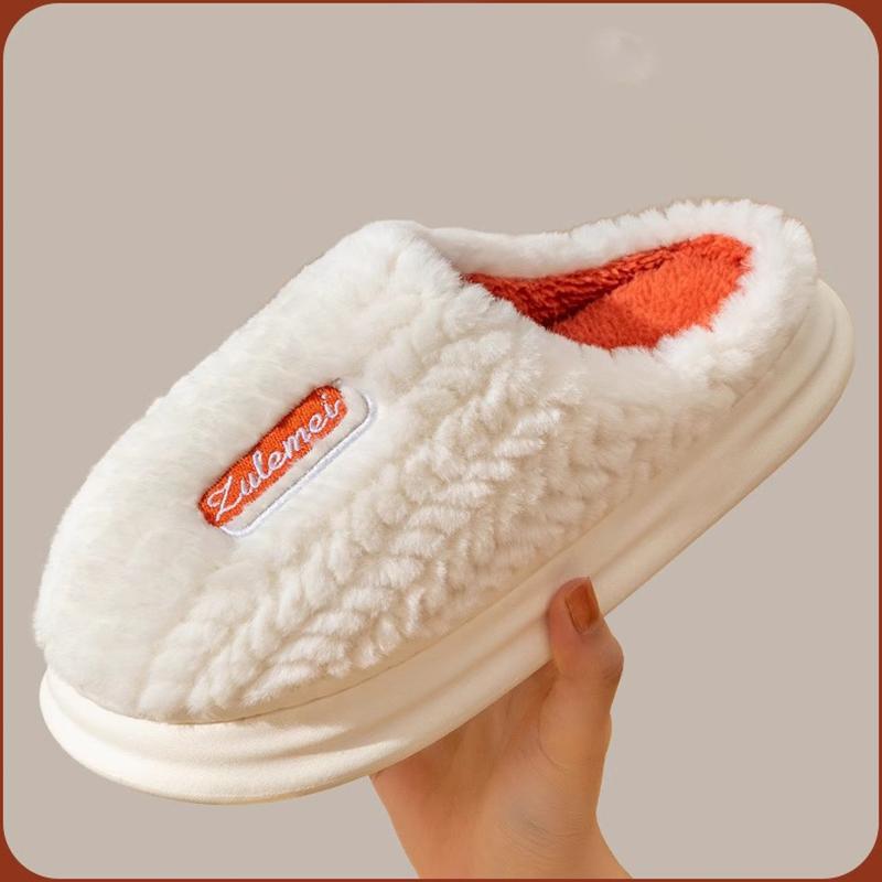 New Cotton Slippers for Women Winter Indoor Home Couple Thick Bottom Warm Home Plush Slippers for Men