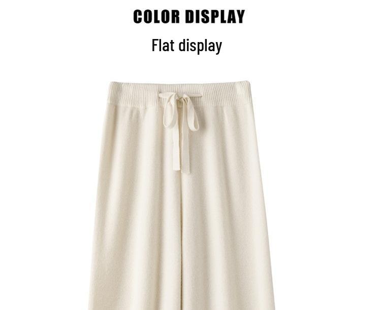 Australian Wool Wide Leg Pants - Women's Autumn/Winter Straight Leg Cashmere Knit Floor-Length Trousers