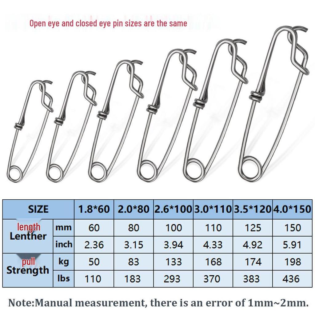 Stainless Steel Sea Fishing Safety Pin Quick Connector with Strong Pull Force - Open & Closed Eye Options