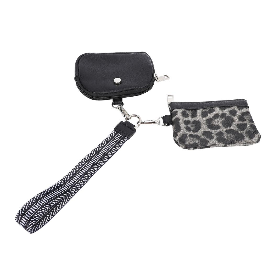 Mini Zip Wristlet Wallet Water Resistant Detachable Fashionable Dual Pouch Coin Purse Keychain for