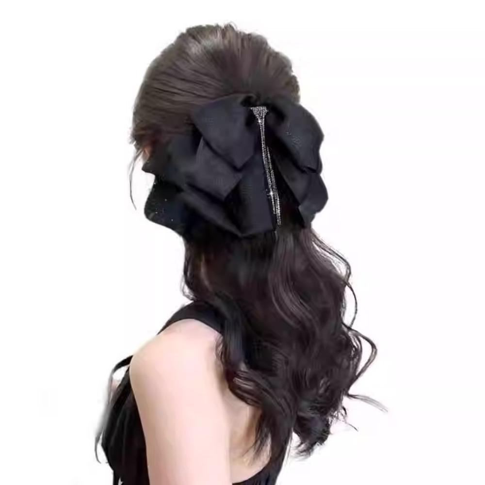 

Synthetic Tassel Bow Wig Ponytail Claw Clip Pony Tail Hair piece Temperament Wave Curly Hair Daily коричневий/чорний