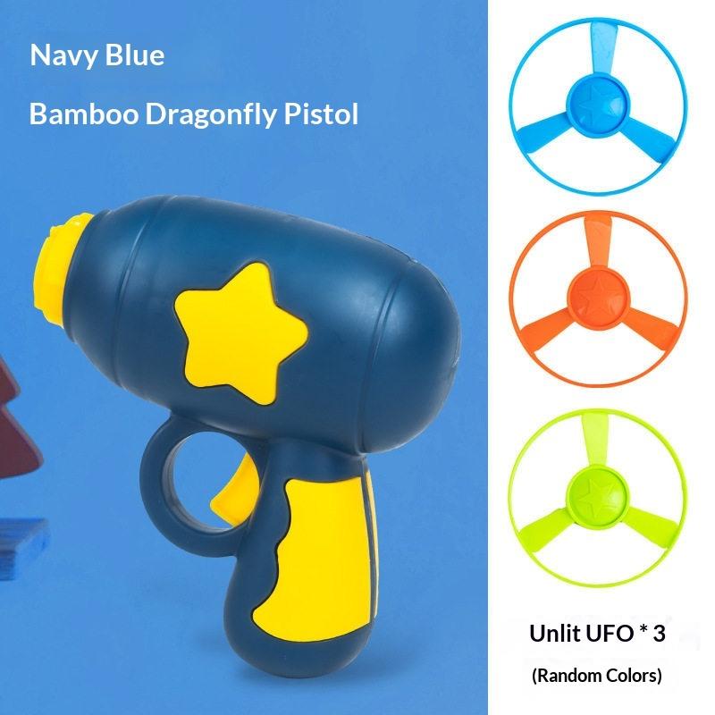 Children'S Outdoor Flying Bamboo Dragonfly Frisbee Gyro Gun Pistol Luminous Ufo Spinning Top Ejection Toy Kids Gyro Launcher