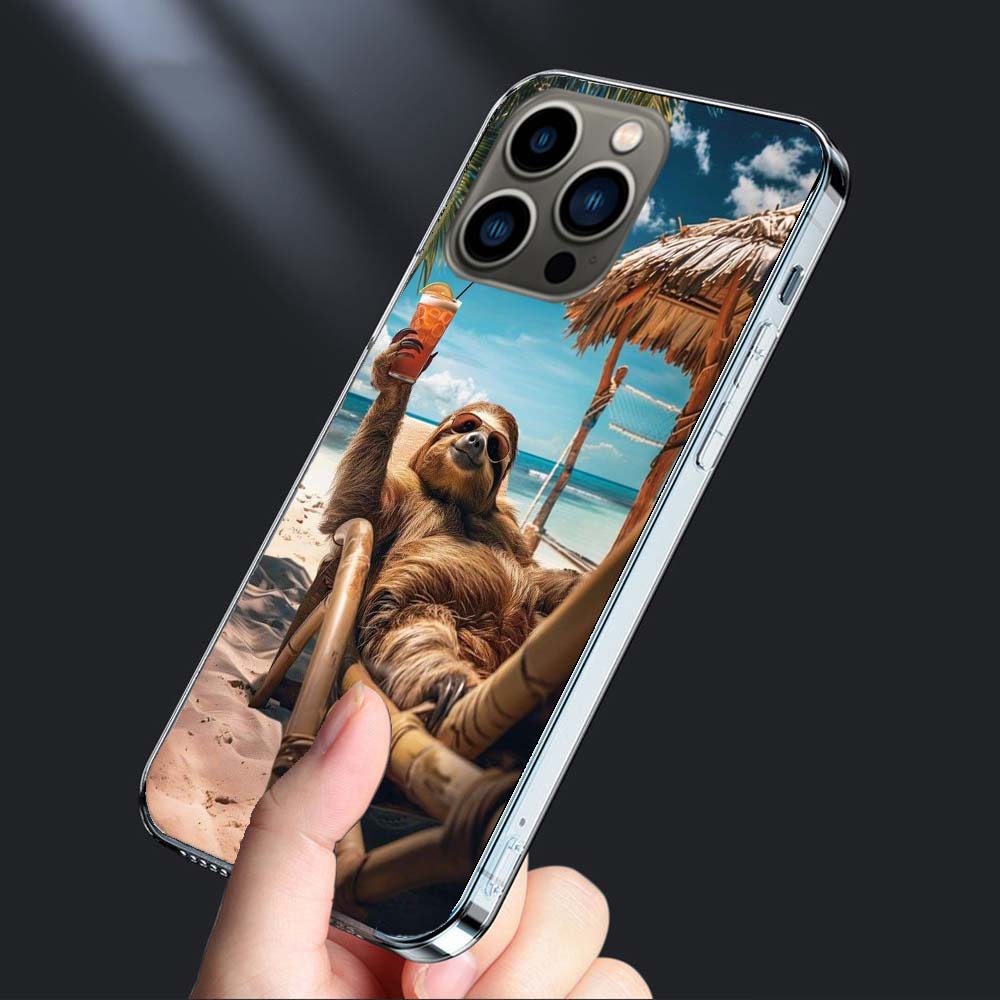 Cute Sloth Phone Case For Iphone 16E 15 Pro 14 Plus 17E 16 17 Pro Max Air 11 12 13 Mini Shockproof Capa Cute Cover TPU Clear