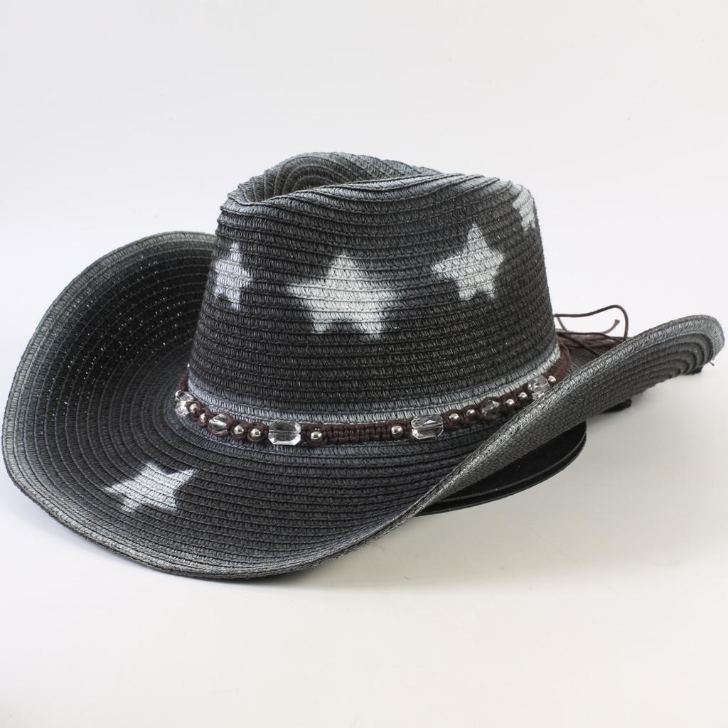 Popular Western Cowboy Straw Hat Men's and Women's Fashion Shade Straw Hat Classic Outdoor Western Cowboy Hat