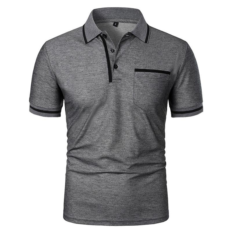 Summer Men's Short Sleeve Polo Shirts Solid Color Casual Tshirt Trendy Breathable Loose Basic Splice Top Pockets Men Shirts