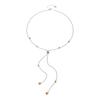Two-tone Zircon Pull-out Necklace: European & American Style, Stainless Steel, Niche Ins Design, High-end Jewelry