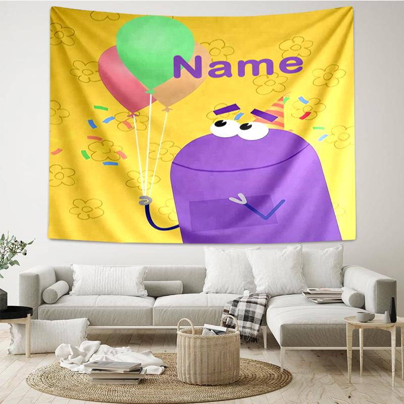 Custom Name StoryBots Print Tapestry, Backdrop, Easy Setup, Ideal for Bedroom, Office & Living Room, with Aesthetic Wall Hanging Decor.