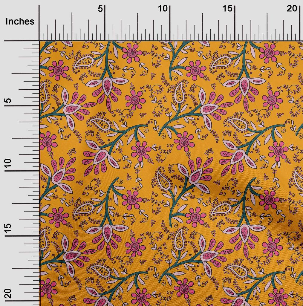 oneOone Bavlna Flex Fabric Listy & Floral Block Print Fabric By Yard 40 Inch