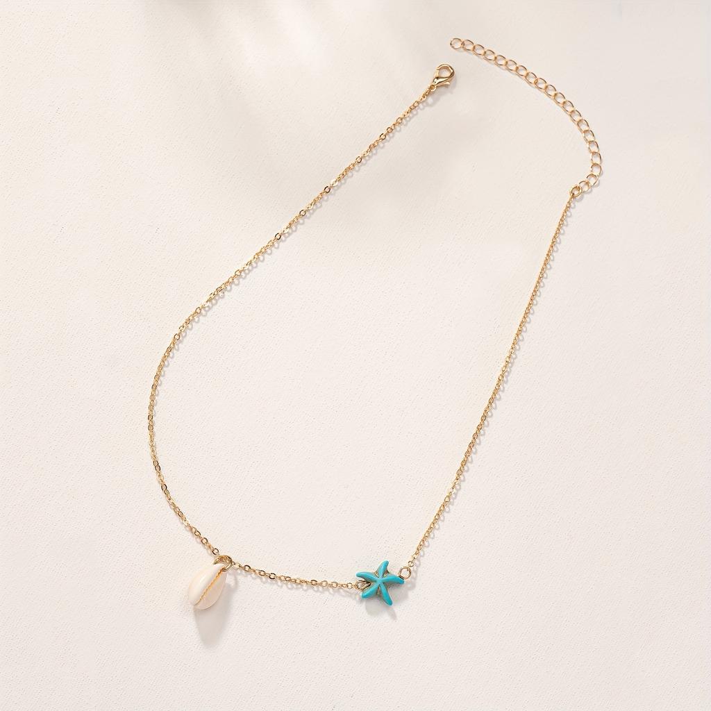 A Fashion Pop Young Pie Vintage Ocean Wind Starfish Shell Pendant Ladies Student Girls Vacation Travel