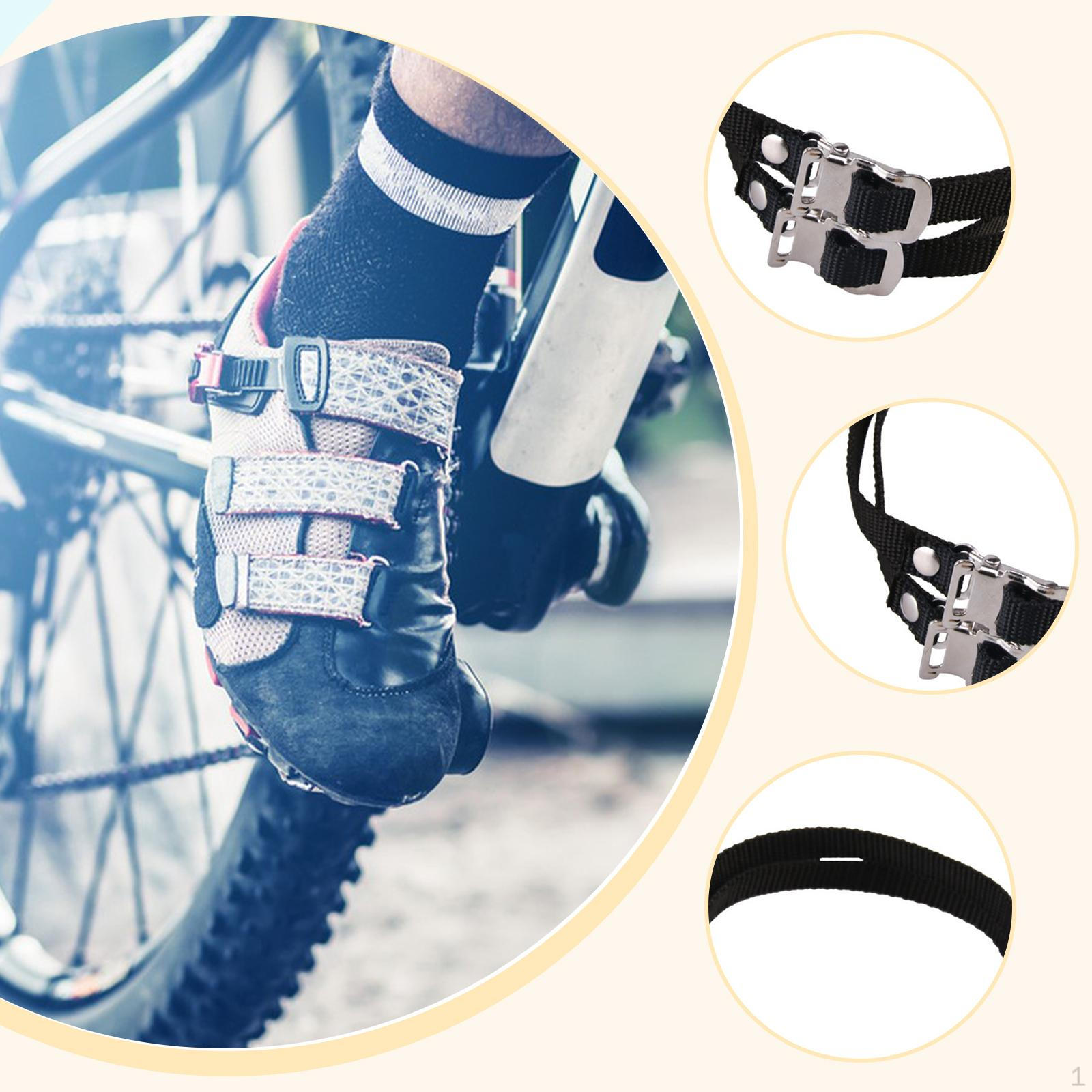 

2 регулируемых держателя для ног для велотренажера, нейлоновые ремни 50x1,2 см, простая установка чёрный