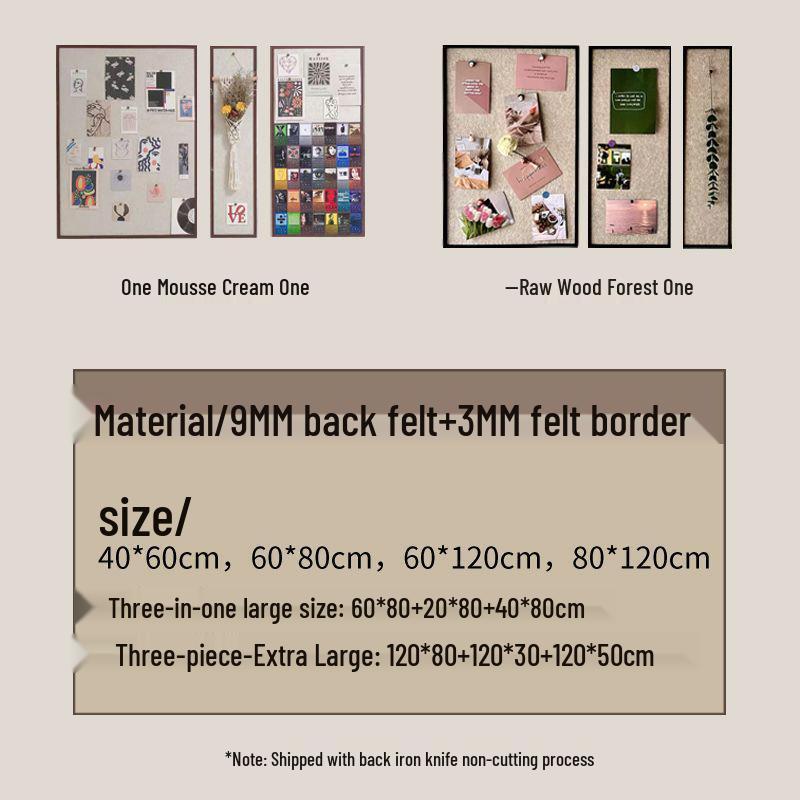 Punch-Free Felt Wall Sticker Display: Cork Board & Photo Background for Living Room Décor