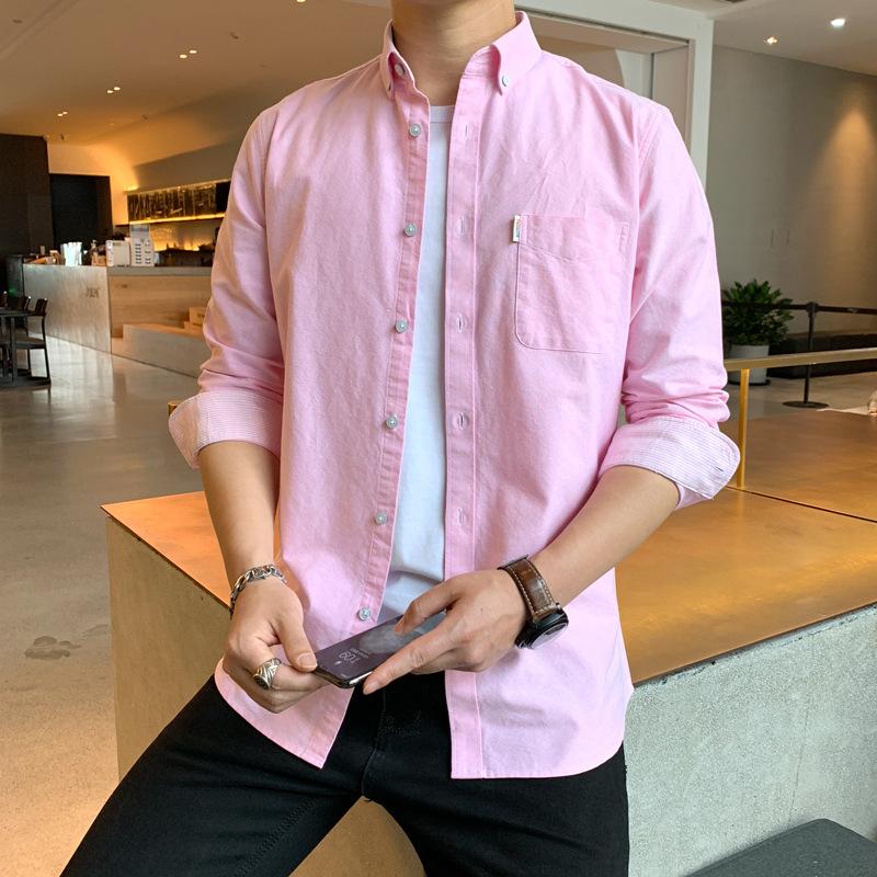 

Regular Model Comfortable Leisure Middle-aged Men Long Sleeve SlimFit Casual Business Dress Shirts Solid Color White Shirt XXXXL рожевий