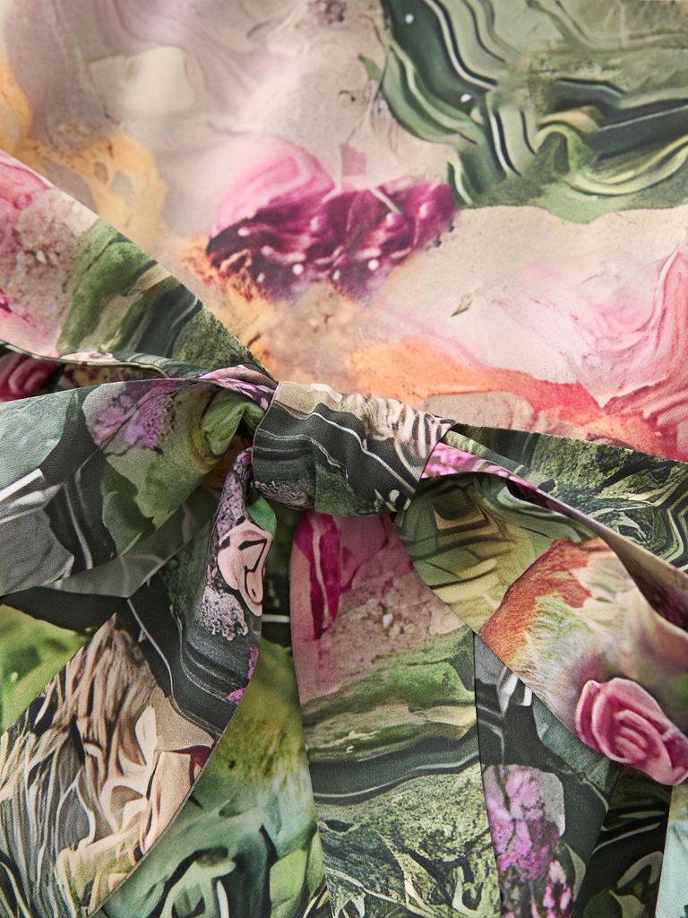 Hochwertiger altersreduzierender großer Schwingrock Urlaub Stil Print Taillenbetonendes Sommerkleid für Damen