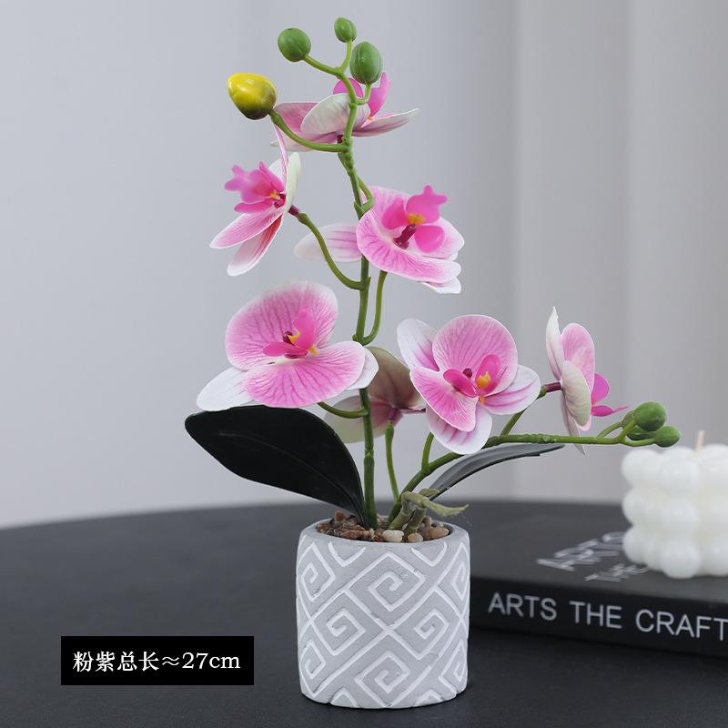 Simulated Phalaenopsis Potted Flower Finished Indoor Home Ornament Soft Rubber Phalaenopsis False Flower